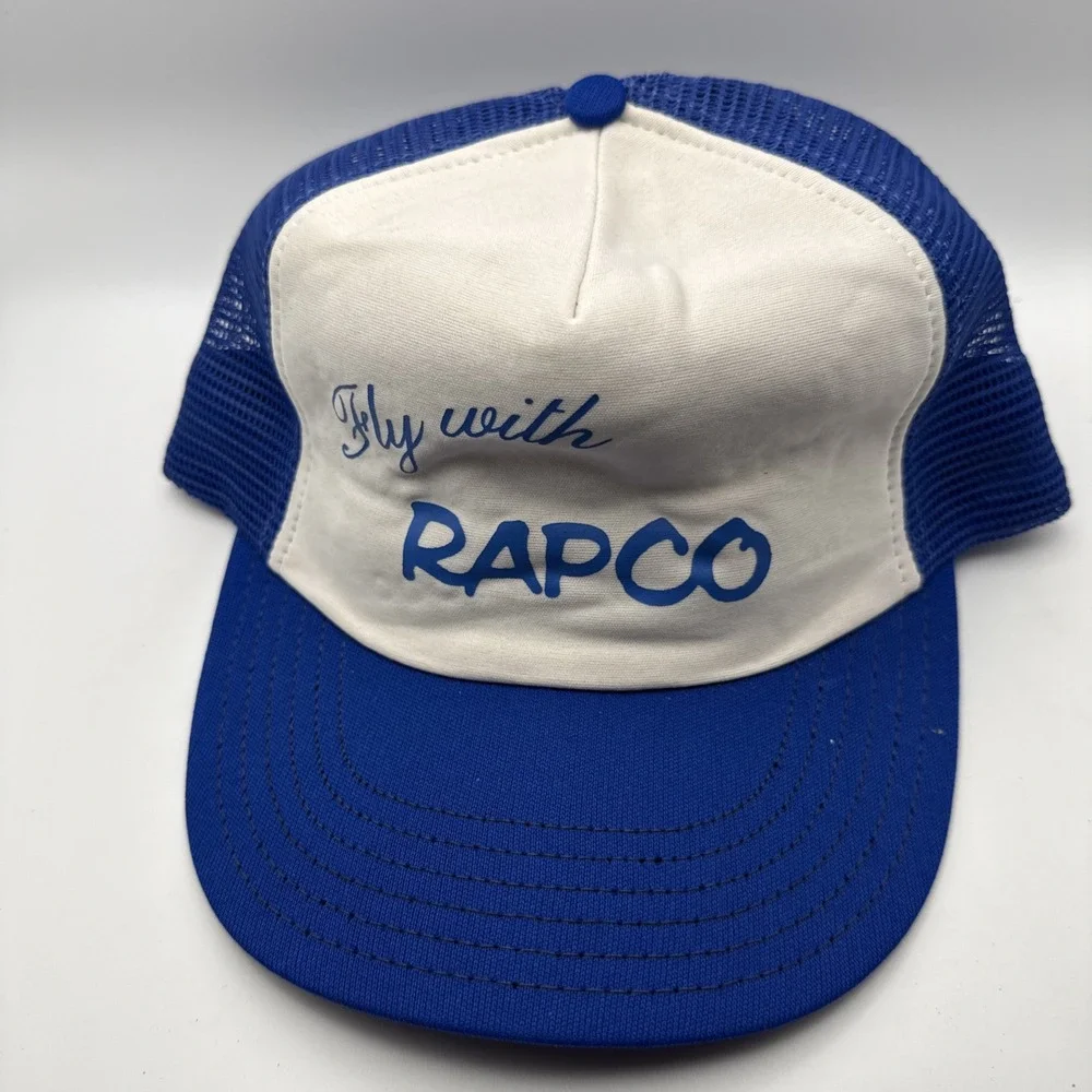 Vintage Fly With RAPCO SnapBack Baseball Cap Blue Trucker Hat